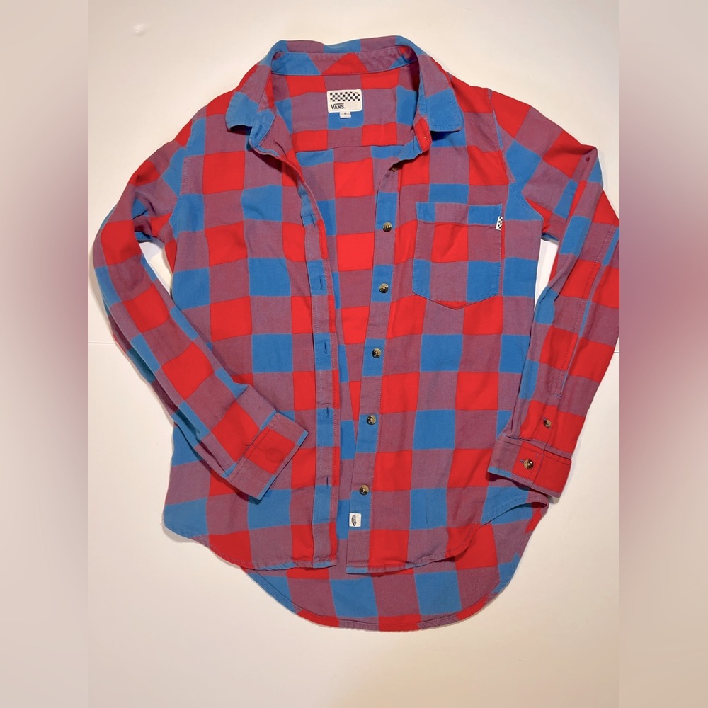 Vans Red and Blue Checkered Button Down Shirt